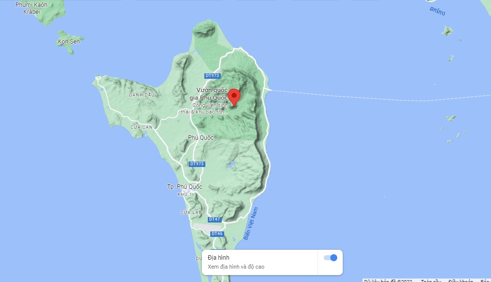 Vườn Quốc gia Phú Quốc nằm về phía đông bắc đảo Phú Quốc