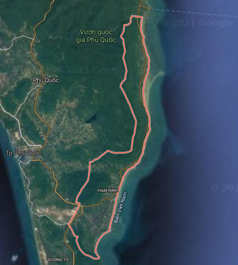 Xã Hàm Ninh trên bản đồ vệ tinh